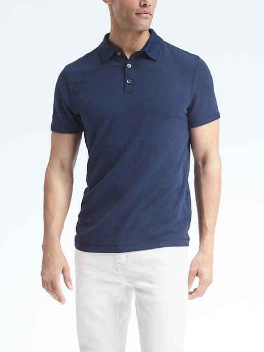 Banana Republic Mens Supima Cotton Modal Polo - Navy Star