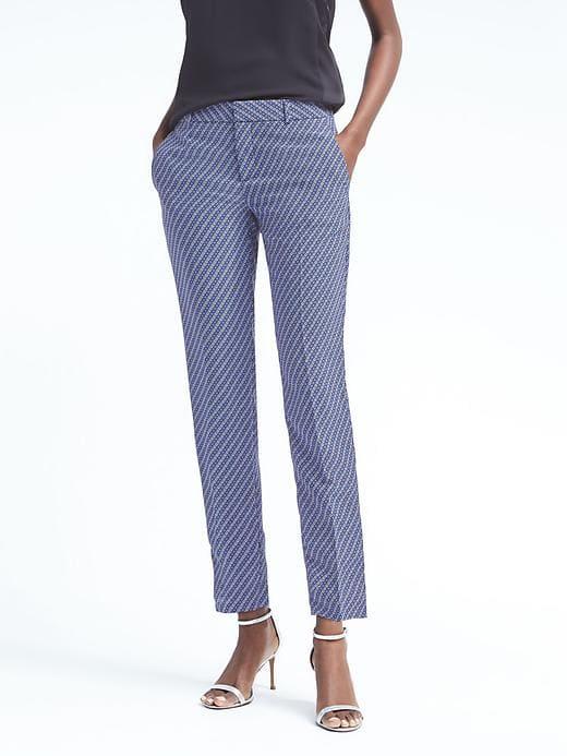Banana Republic Avery Fit Print Pant - Navy