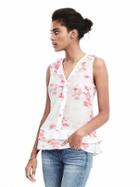 Banana Republic Womens Ikat Ruffle Hem Top - Snow Day