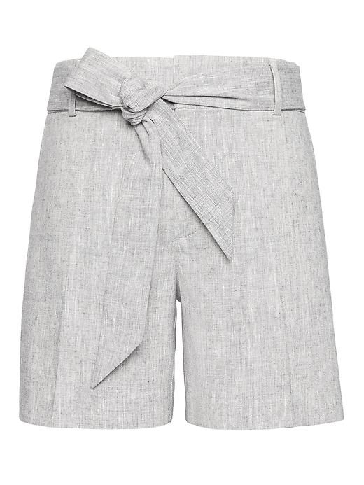Banana Republic Womens Stretch Linen-cotton 5 Short Light Gray Size 10