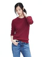 Banana Republic Womens Italian Cashmere Blend Cable Crew Sweater - Berry Paradise