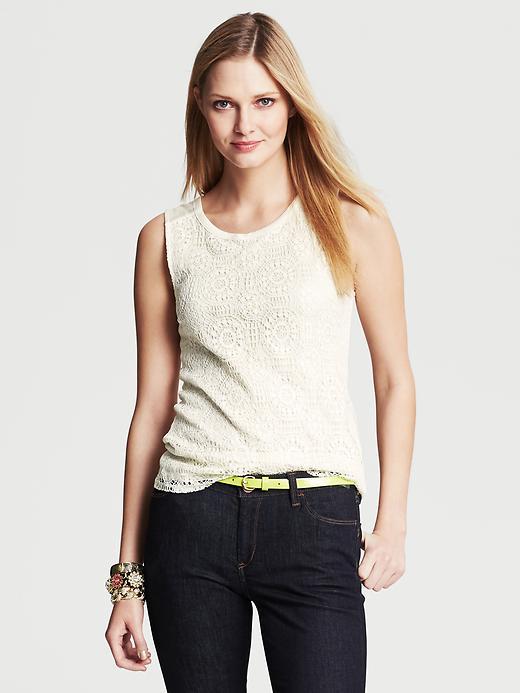 Banana Republic Snowflake Lace Front Top Size Xl - Cocoon