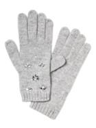 Banana Republic Womens Italian Merino Wool Blend Embellished Glove Light Gray Size One Size