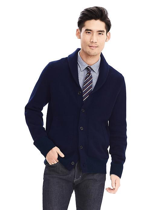 Banana Republic Mens Todd &amp; Duncan Cashmere Cardigan Size L Tall - Navy Heather
