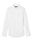 Banana Republic Womens Petite Riley Tailored-fit Pleated-sleeve Shirt White Size 12