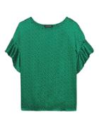 Banana Republic Womens Dot Flutter Sleeve Polished Tee Kelly Green Size S