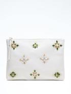 Banana Republic Embellished Faux Leather Pouch - White