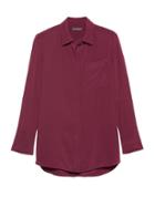 Banana Republic Womens Parker Tunic-fit Washable Silk High-low Shirt Wine Red Size Xs
