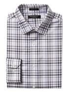 Banana Republic Mens Grant Slim-fit Non-iron Stretch Gingham Shirt Light Gray Size L