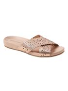 Banana Republic Womens Laser-cut Leather Slide Rose Gold & Pink Sundown Size 5 1/2