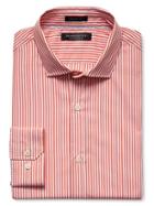 Banana Republic Mens Grant Fit Orange Stripe 120s Supima Cotton Shirt Size L Tall - Orange