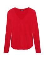 Banana Republic Womens Luxespun Long-sleeve V-neck T-shirt Ultra Red Size M