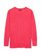 Banana Republic Womens Machine-washable Merino Crew Sweater-neck Sweater Neon Coral Size L
