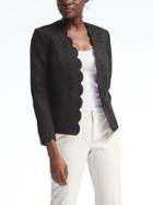 Banana Republic Womens Ponte Scallop Laser Cut Blazer - Black