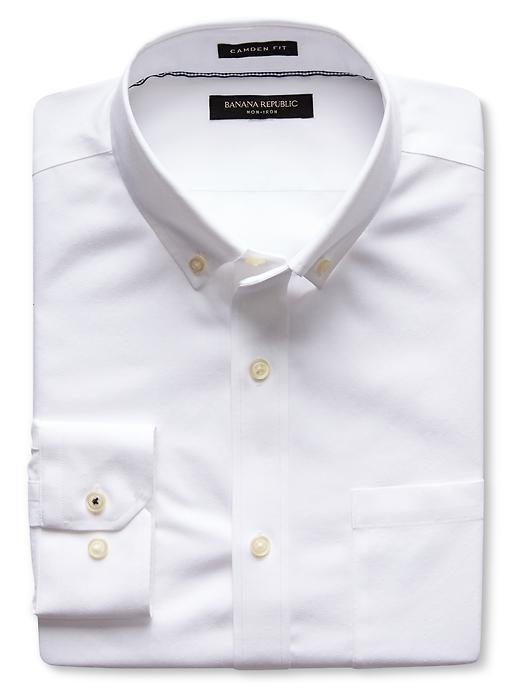 Banana Republic Mens Camden Fit Chambray Non Iron Shirt Size L Tall - White