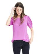 Banana Republic Womens Puff Sleeve Top Size L - Neon Violet