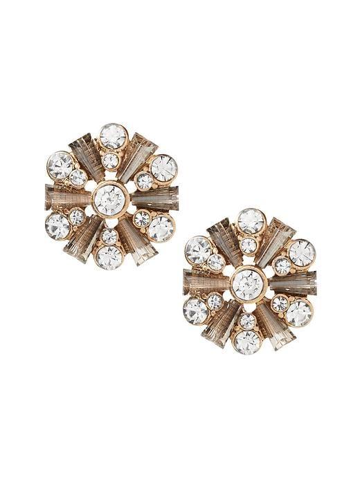 Banana Republic Womens Beaded Floral Shine Stud Earrings Gold Size One Size