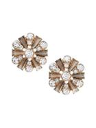 Banana Republic Womens Beaded Floral Shine Stud Earrings Gold Size One Size