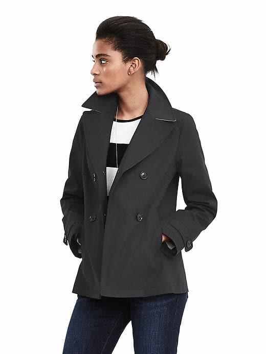 Banana Republic Womens Double Breasted Swing Coat - Black