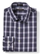 Banana Republic Mens Grant Fit Non Iron Plaid Shirt - Dark Berry