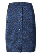 Banana Republic Womens Leopard Print Button Front Skirt - Blue Print