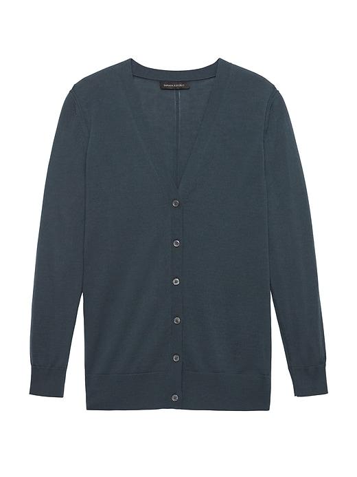 Banana Republic Womens Machine-washable Merino Boyfriend Cardigan Sweater Slate Teal Size S