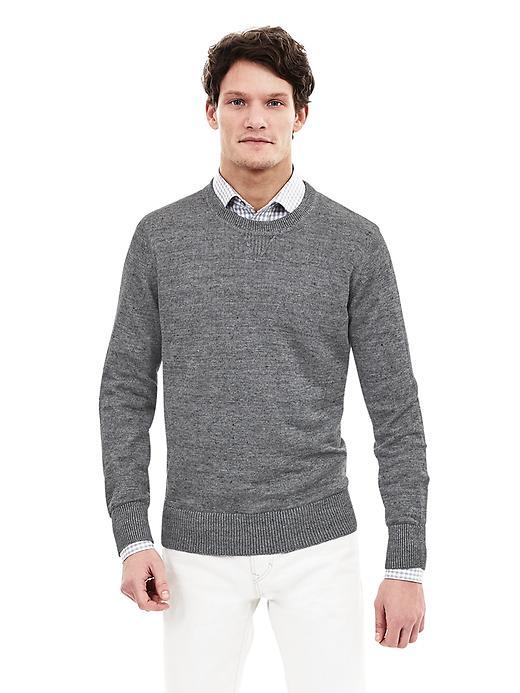 Banana Republic Mens Linen Crew Pullover Size L Tall - Mid Gray