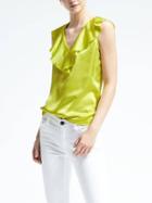 Banana Republic Ruffle Collar Top - Green Starfruit