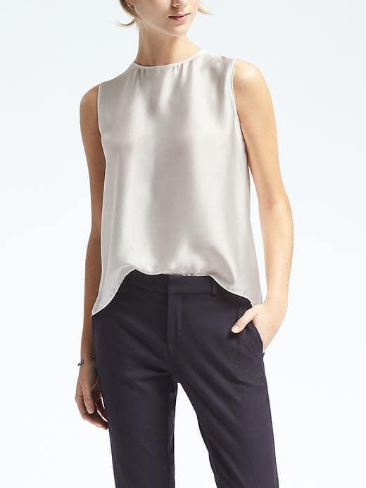 Banana Republic Womens Charmeuse Drape Back Top - White
