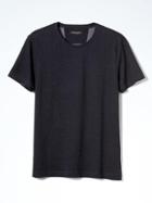 Banana Republic Mens Luxe Touch Plaited Crew Tee - Navy