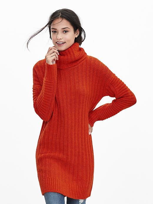 Banana Republic Womens Funnel Sweater Dress Size L - Tamale