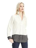 Banana Republic Womens Heritage Dillon Fit Ombre Print Silk Blouse - Cocoon