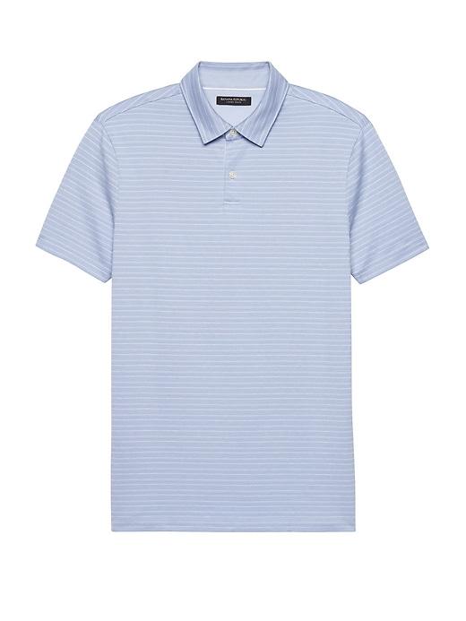 Banana Republic Mens Slim Luxury-touch Texture Stripe Polo Shirt Blue Orchid Size Xl