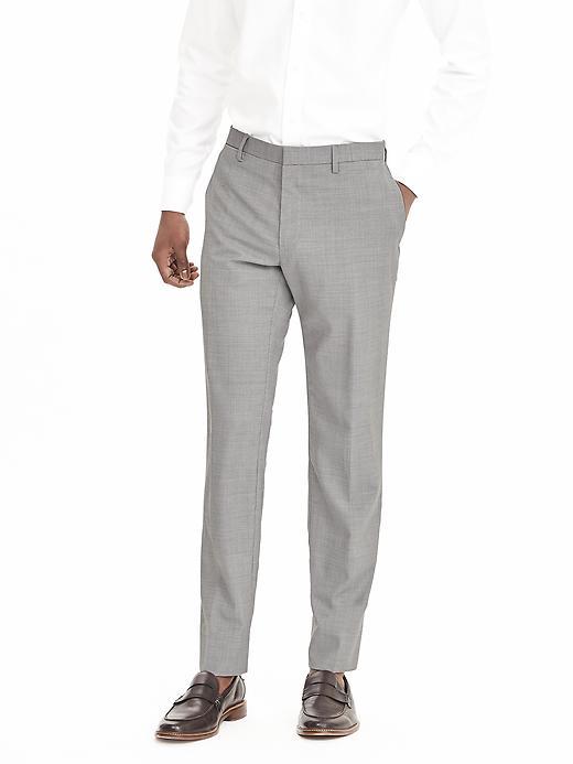Banana Republic Mens Modern Slim Gray Check Nanotex Wool Pant Size 32w 36l Tall - Gray