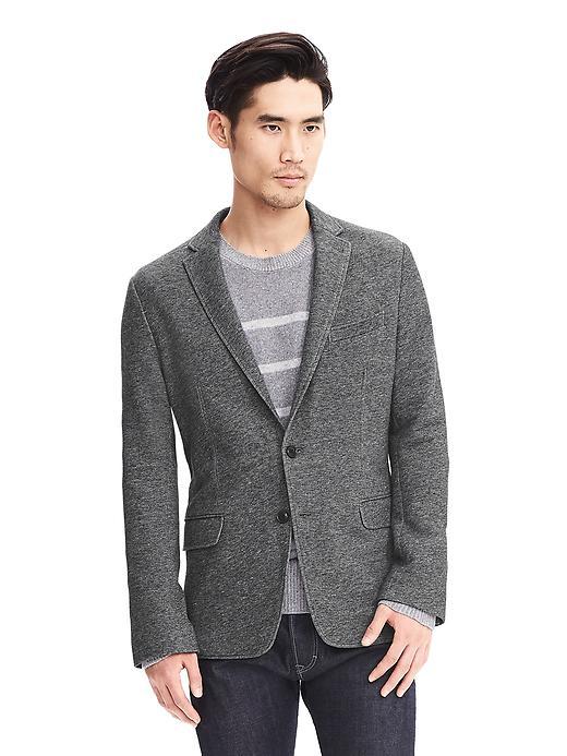 Banana Republic Mens Modern Slim Gray Knit Blazer Size 36 Regular - Smoke Gray