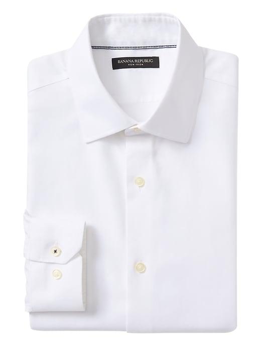 Banana Republic Mens Camden Standard-fit Non-iron Birdseye Shirt White Size L