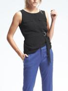 Banana Republic Womens Sleeveless Belted Pocket Tunic - Black
