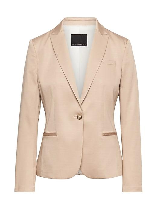 Banana Republic Womens Classic-fit Sateen Blazer Khaki Size 10