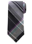 Banana Republic Mens Diagonal Print Plaid Tie Size One Size - Purple Candy