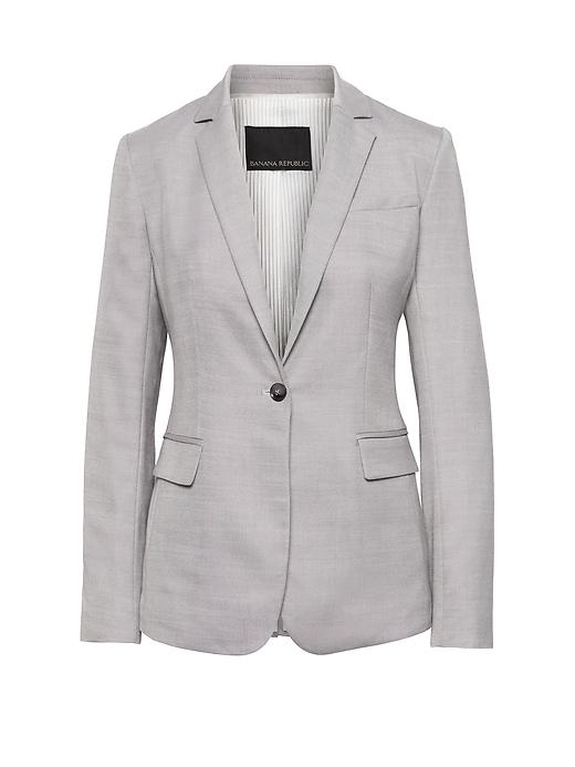 Banana Republic Womens Long And Lean-fit Wool-blend Blazer Gray Size 14