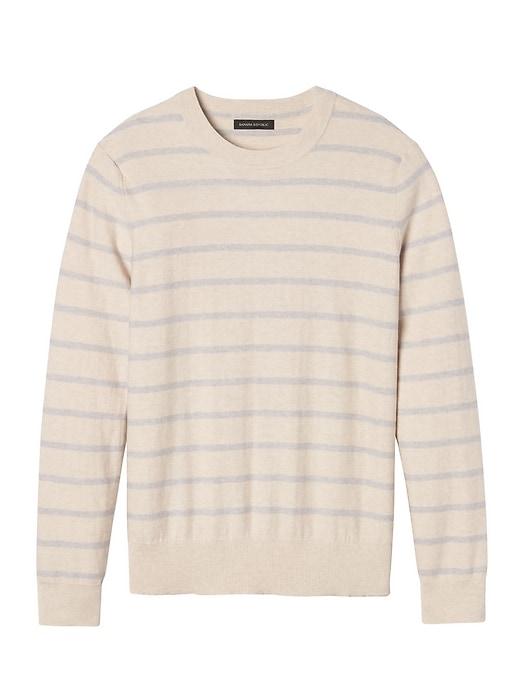 Banana Republic Mens Pima Cotton Cashmere Stripe Crew Cream Size S