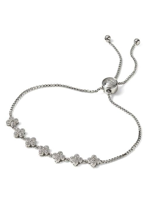Banana Republic Womens Pave Cluster Slider Bracelet Silver Size One Size