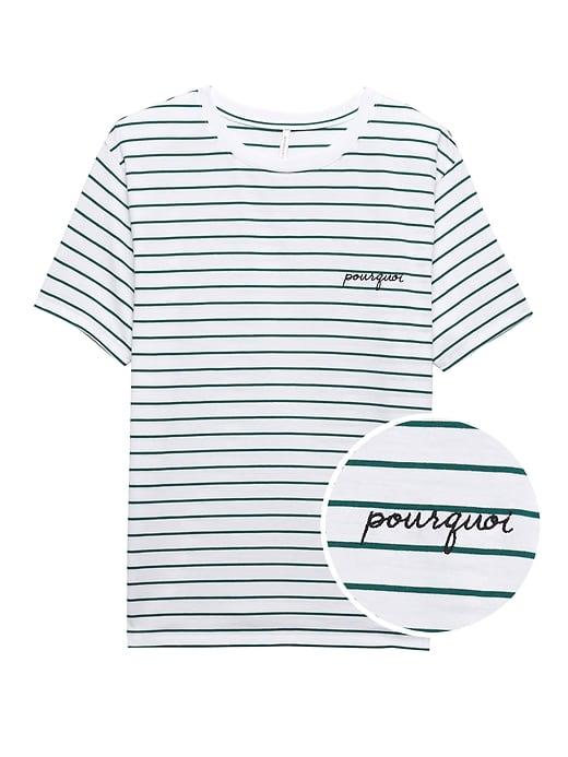 Banana Republic Womens Supima Cotton Boyfriend Tee Fleur Stripe Cool Size Xl