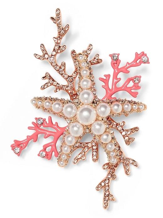 Banana Republic Womens Coral Starfish Brooch Gold Size One Size