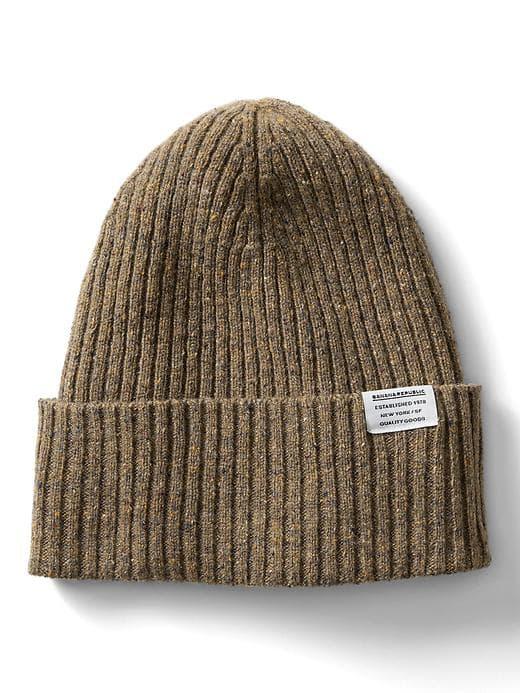 Banana Republic Mens Rib Knit Tweed Beanie - Navy