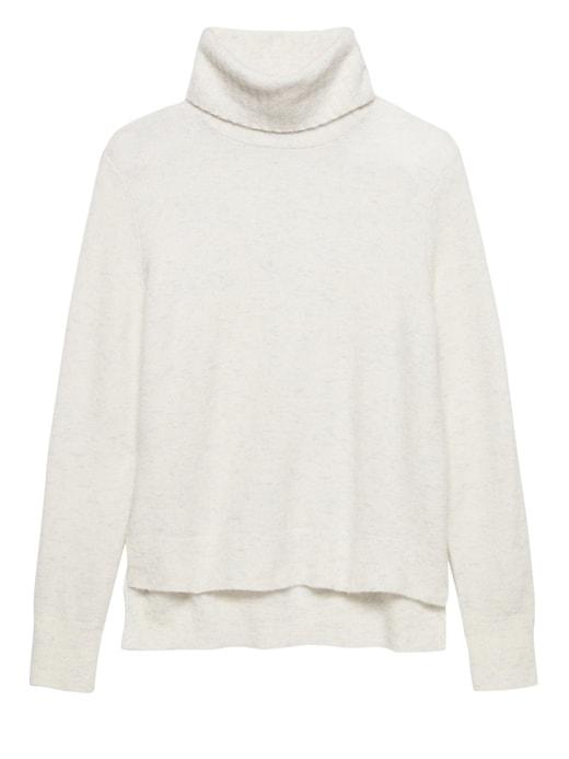 Banana Republic Womens Petite Aire Turtleneck Sweater Light Gray Size S