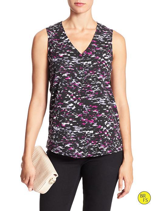 Banana Republic Womens Factory Sleeveless Cross Back Top Size L - Pink And Black Print