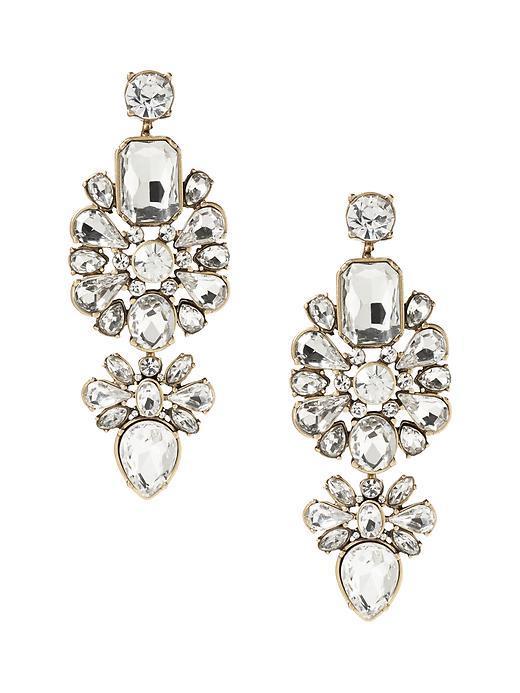 Banana Republic Silver Seas Statement Earring - Clear Crystal