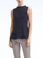 Banana Republic Womens Flounce Peplum Shell - Navy