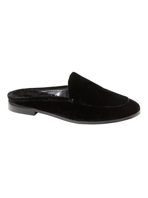Banana Republic Womens Demi Faux Fur Velvet Loafer Slide Black Velvet Size 5